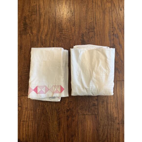 New Serena & Lily Juice Flag Twin Flat Sheet & White Fitted Sheet Set No Package